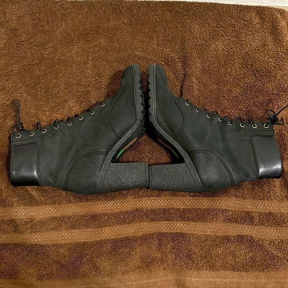 Timberland Black Nubuck Heel Combat Boots Sz 10 - Picture 6 of 8